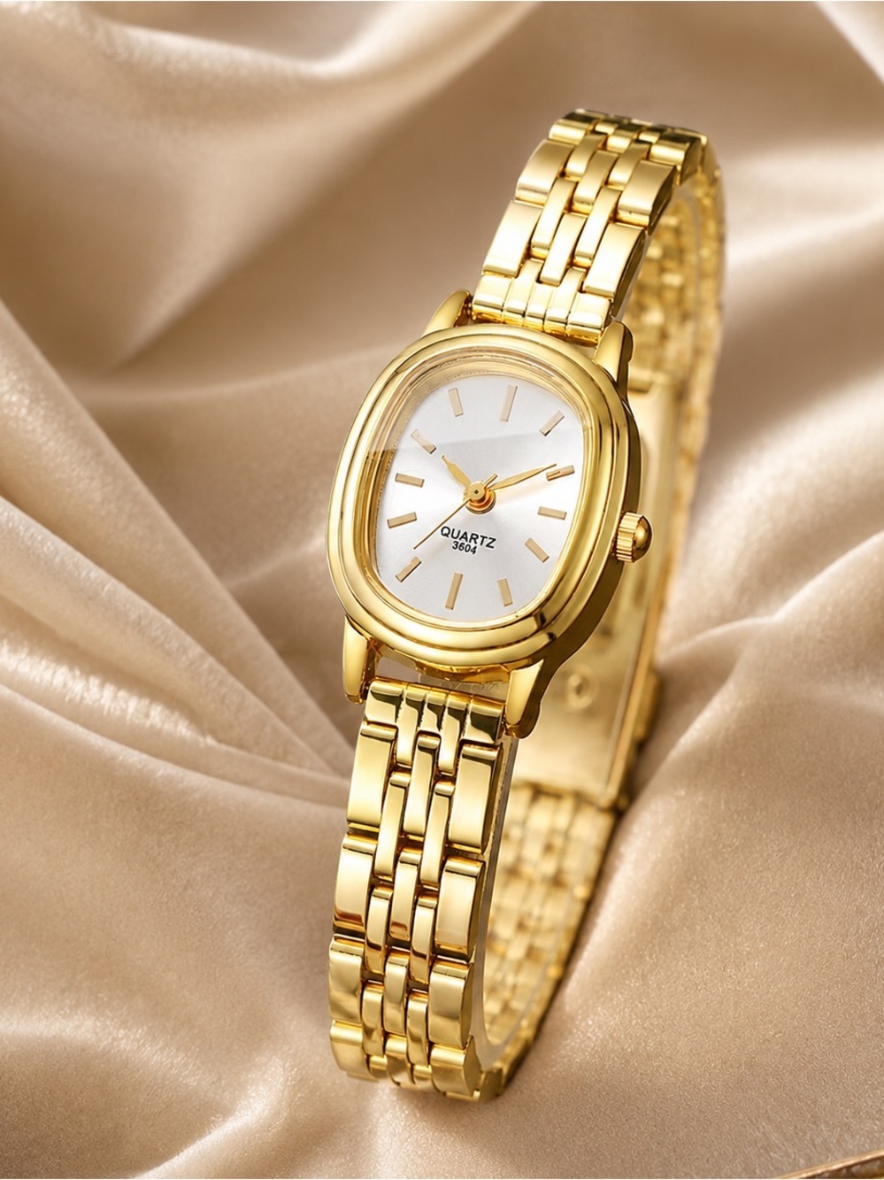 Gold Oval Statement Bracelet Watch - Picture 4 of 6